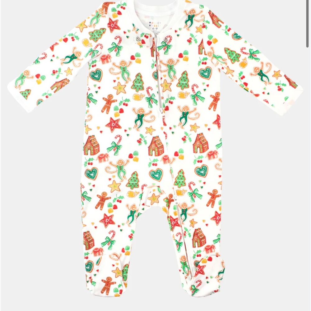 Roller Rabbit Gingerbread Party Zipper Footie